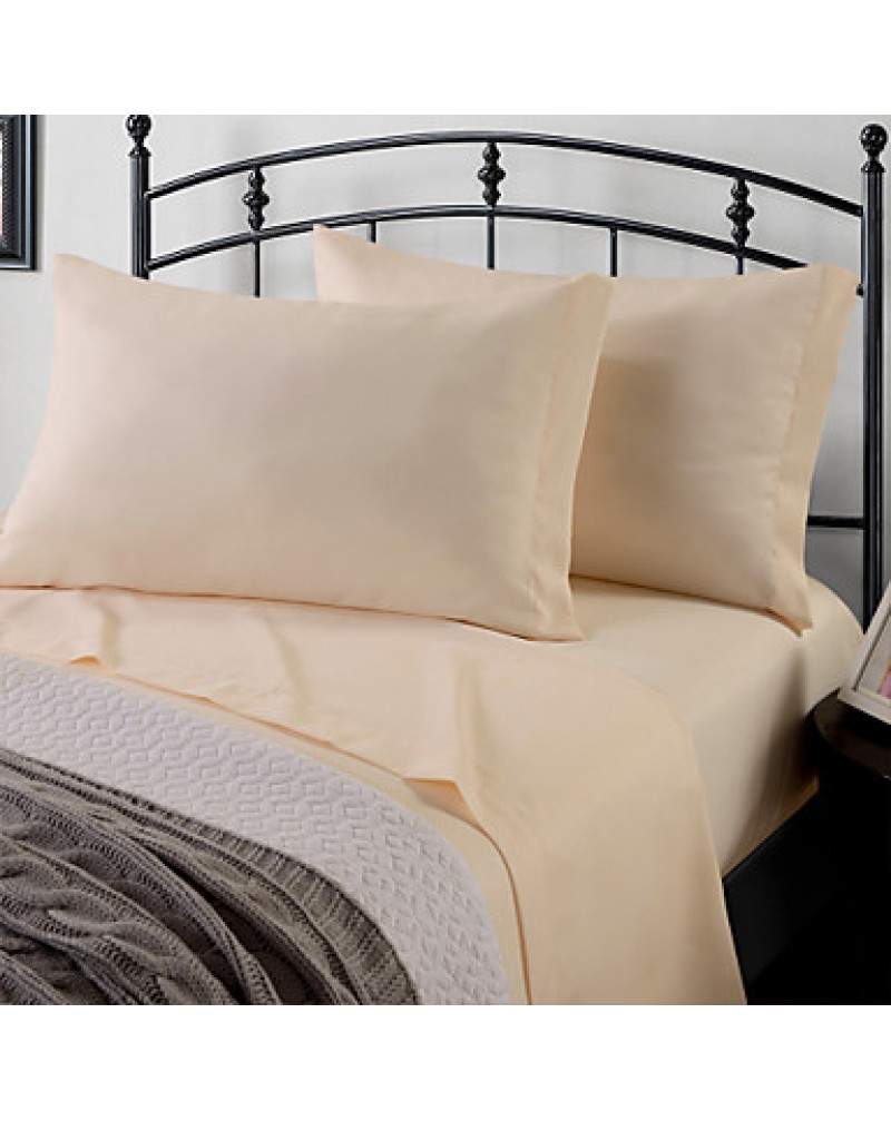 Beige Solid Microfiber Sheet Sets