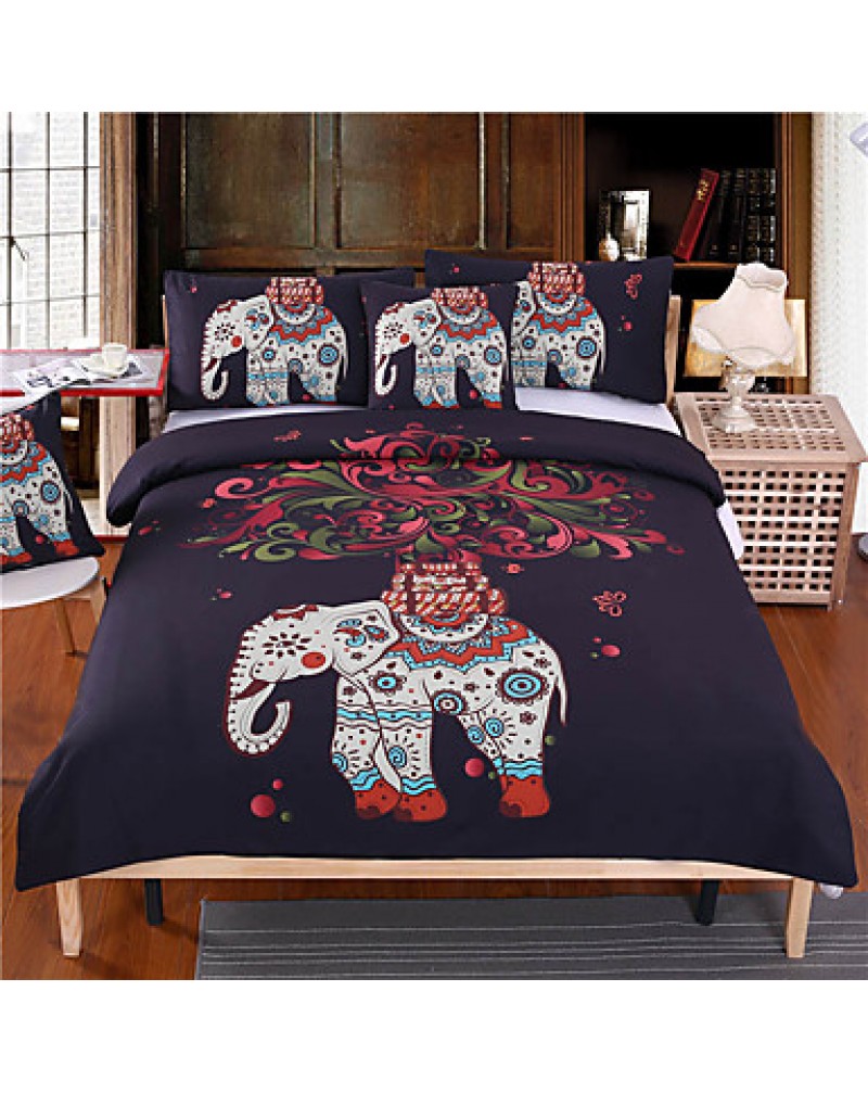  Bedding Elephant Tree Black Printed Bohemia Duvet Cover Set Bedspread Twin Full Queen King Factory