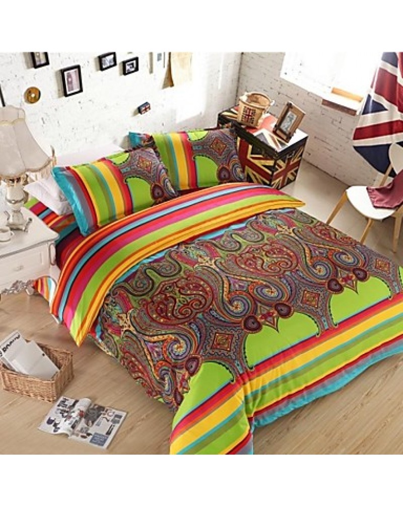 Stripe Polyester 4 Piece Duvet Cover Sets