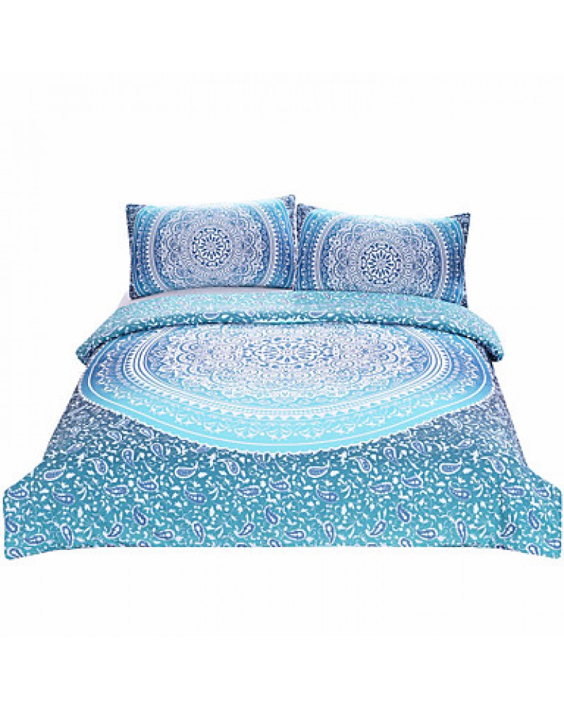 LuxuryBedding Crystal Arrays Duvet Quilt Cover Blue Printed Bedspread 3Pcs New Arrivals