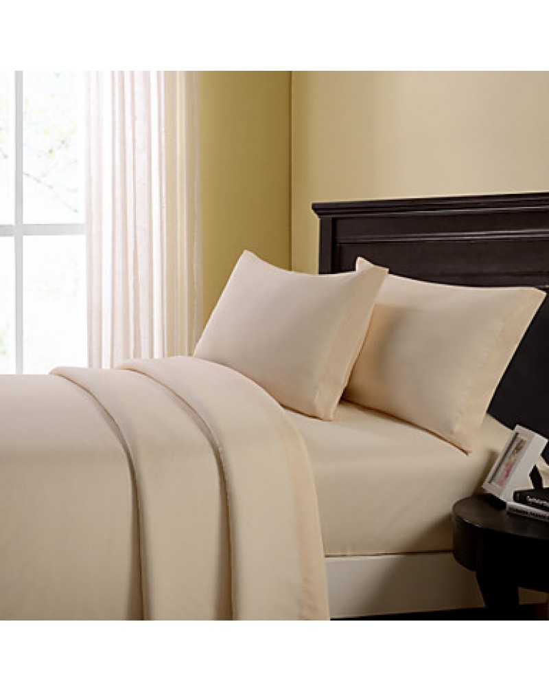 Beige Solid Microfiber Sheet Sets