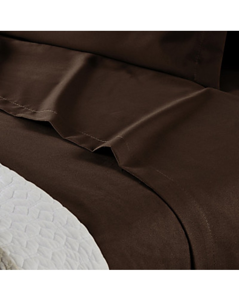 Brown Solid Microfiber Sheet Sets