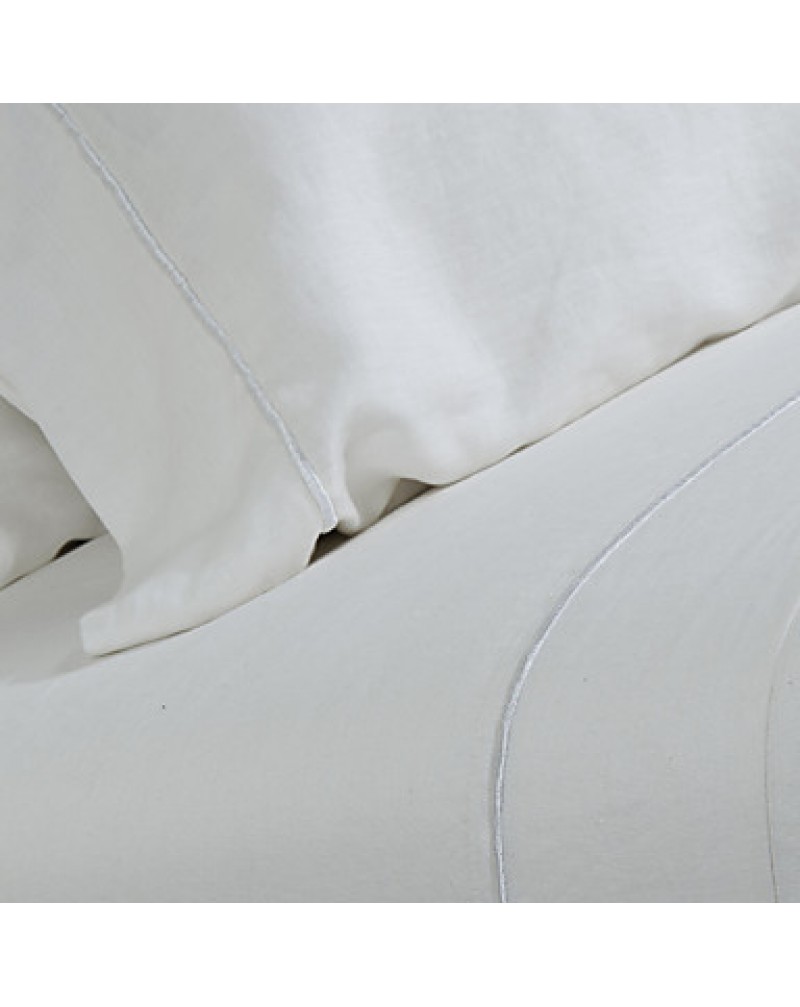 2-Pack Pillowcase set, 100% Linen Solid White