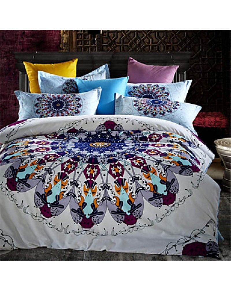  Bedding Set Warm Cotton Satin Bed Cover Sheet Set Mandala Queen Size 4pcs