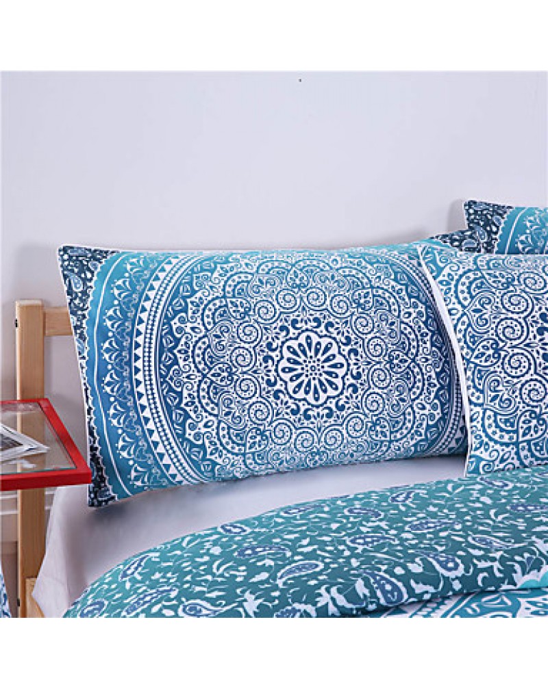 LuxuryBedding Crystal Arrays Duvet Quilt Cover Blue Printed Bedspread 3Pcs New Arrivals