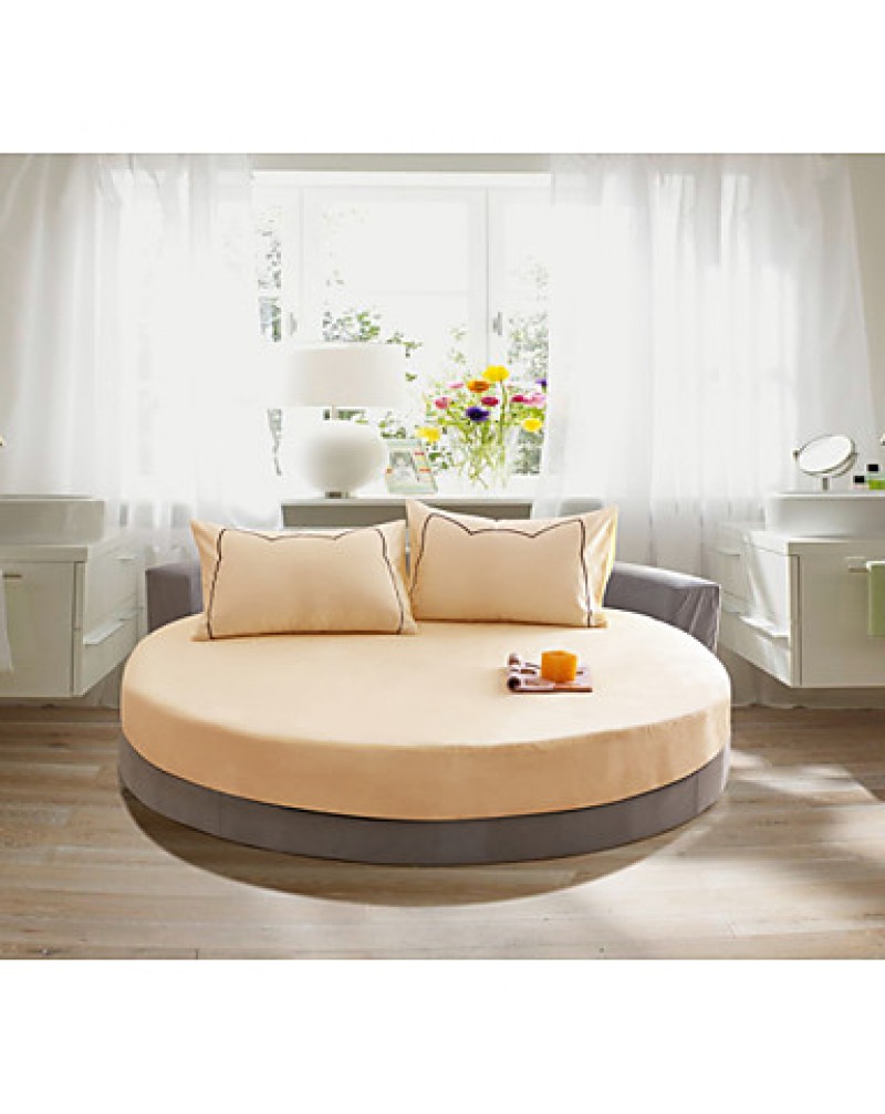 Round Bedsheet Diameter 2m or 2.2meter +2Pcs Pillowcases 100 Cotton Mattress Cover/Case