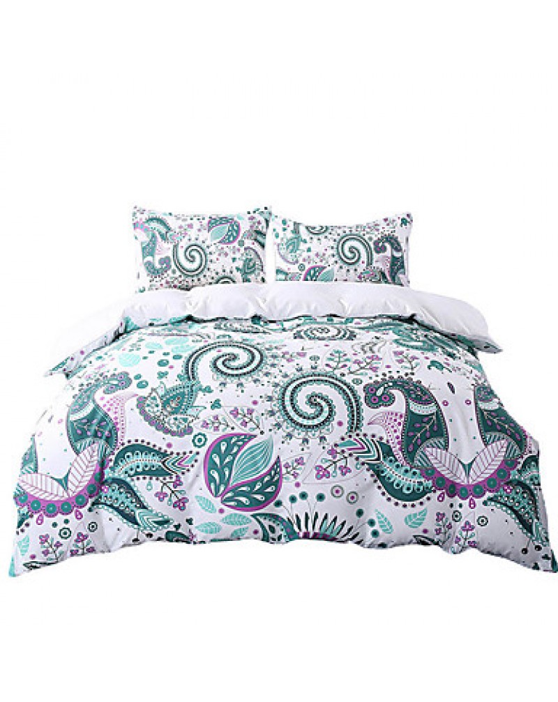 Green Bedding Set Floral Mandala Duvet Cover White 200 Thread Count Soft Bedclothes Multi Sizes Bed Set