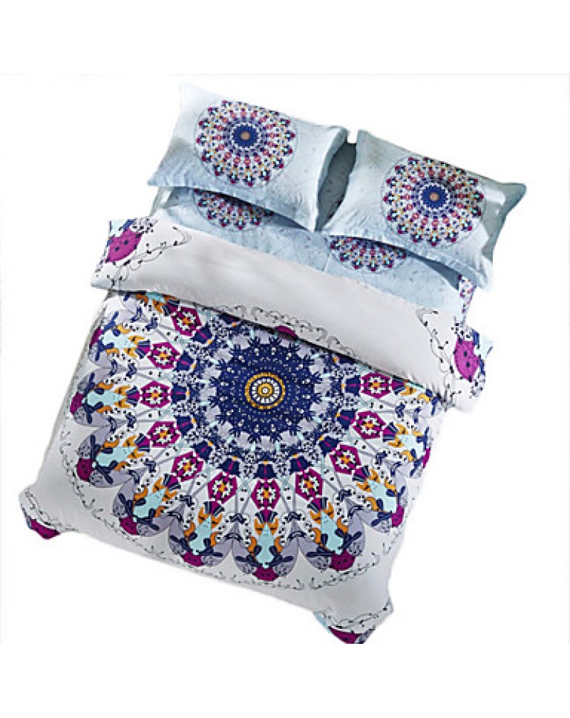  Bedding Set Warm Cotton Satin Bed Cover Sheet Set Mandala Queen Size 4pcs