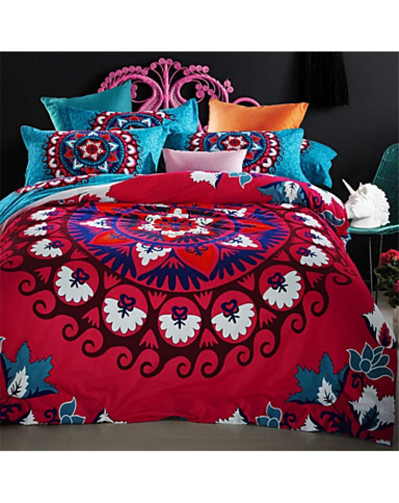 Mandala Bedding Set Floral Rose Red Home Textiles 100% Cotton Kaleidoscope Comforter Cover Queen 4pcs