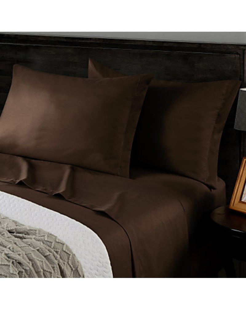 Brown Solid Microfiber Sheet Sets