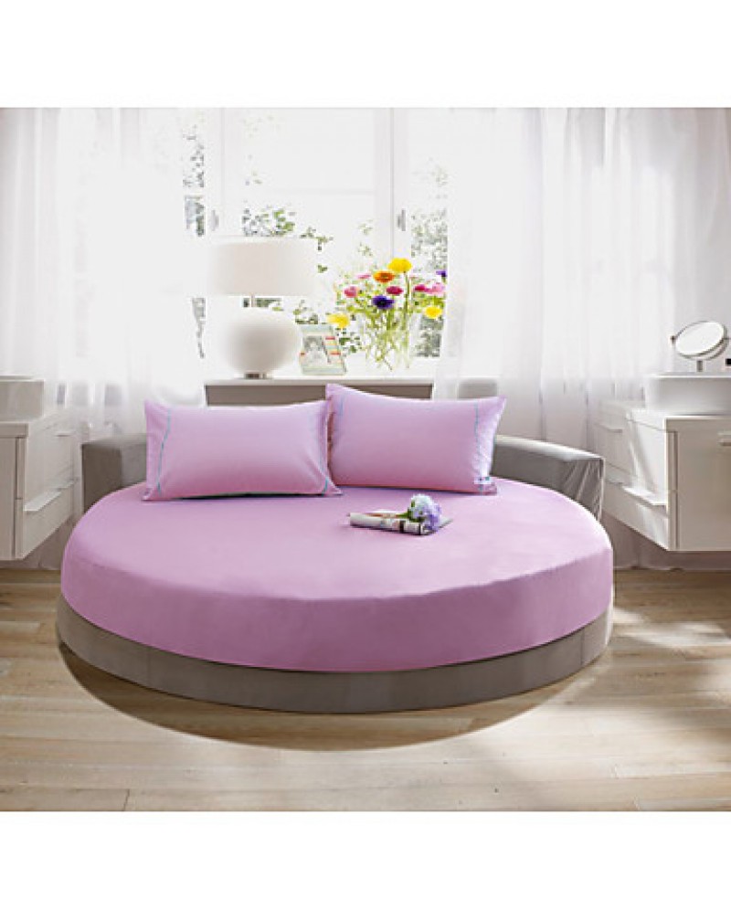 Round Bedsheet Diameter 2m or 2.2meter +2Pcs Pillowcases 100 Cotton Mattress Cover/Case