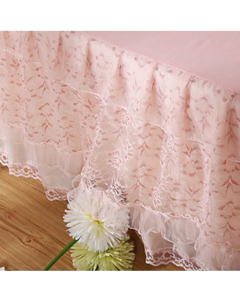 Princess Lace Bedspread Bed Skirt Mattress Dust Protection Cover Bedding Set