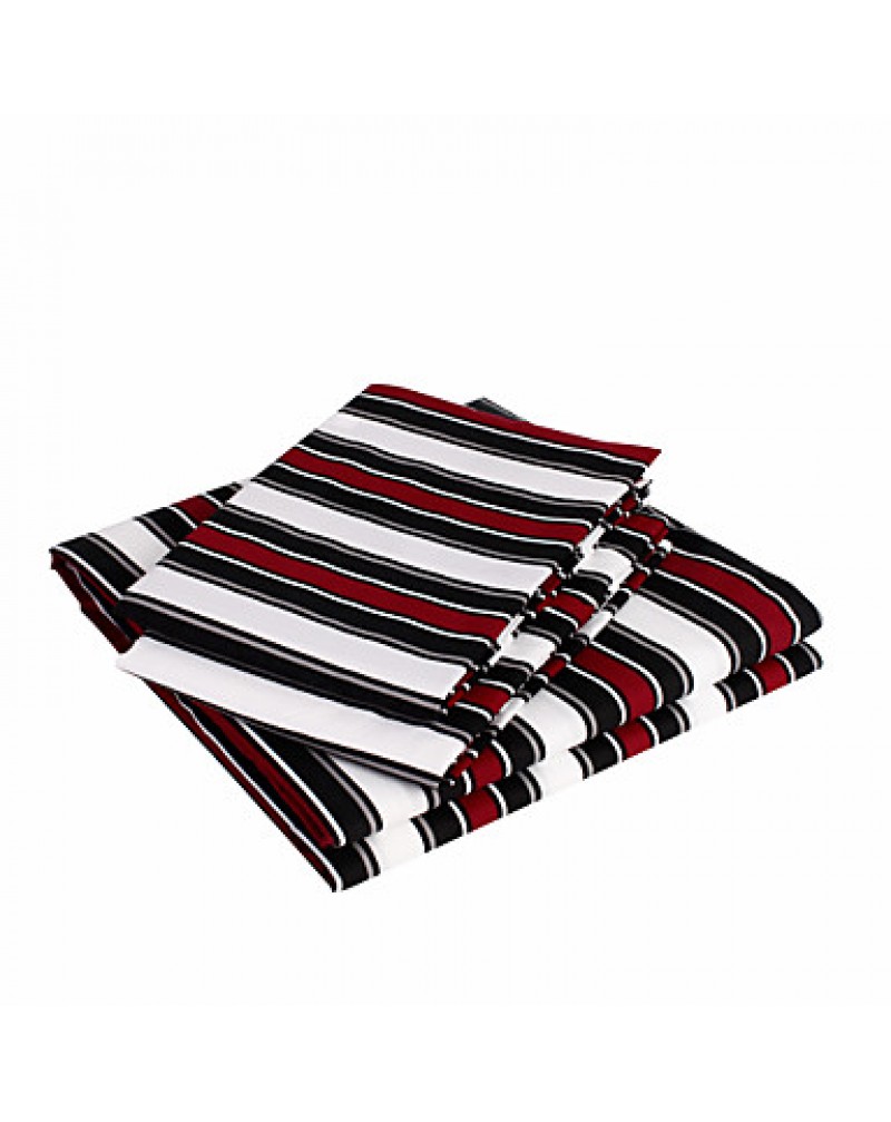 Sheet Set,4-Piece Microfiber the red and black lines with 12" Pocket Depth