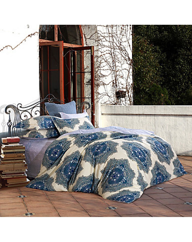 4PC Duvet Cover SetBohemia Style Cotton Pattern Queen Size