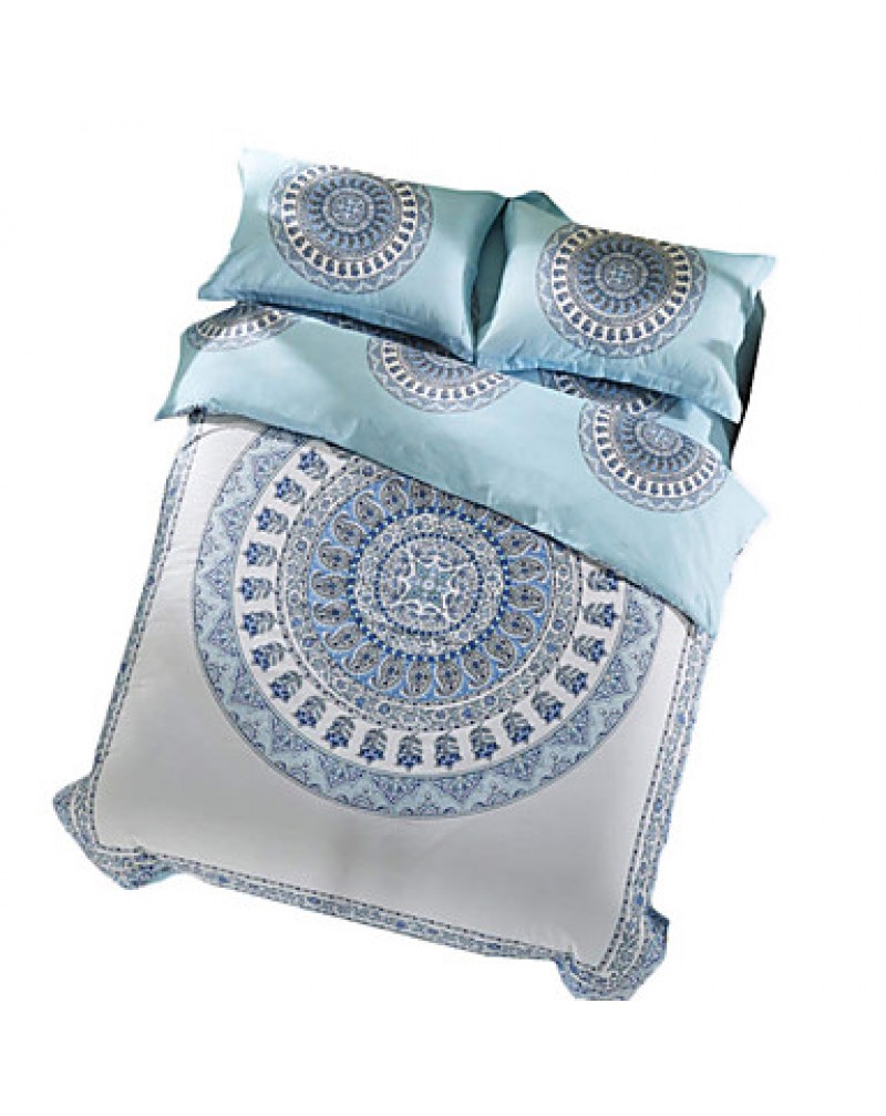 Bohemian Bedding Set Paisley Patterned Bed Linen Light Blue Cotton Bedclothes Queen 4pcs Coverlet Set