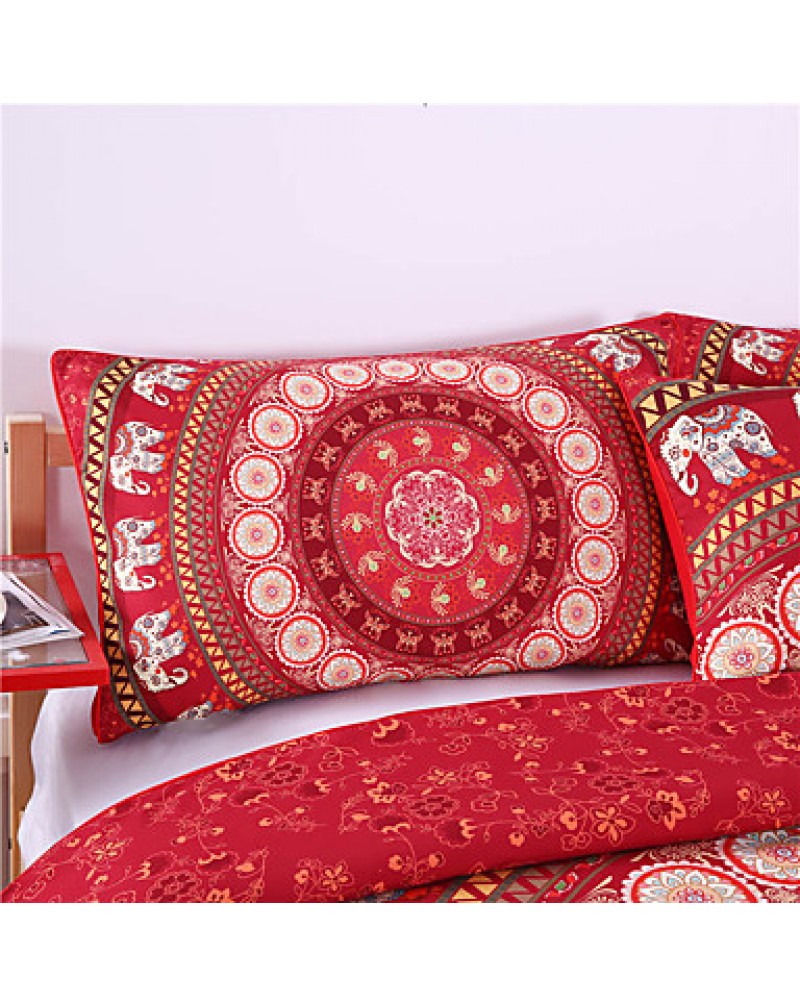 Red Mandala Bedding Home Elephant Messenger Indian Bed Linen Soft Fabric Moroccan Bedclothes 3Pcs Real