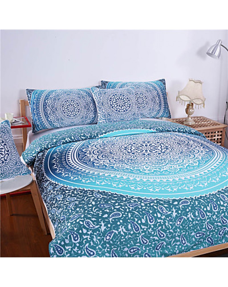 LuxuryBedding Crystal Arrays Duvet Quilt Cover Blue Printed Bedspread 3Pcs New Arrivals