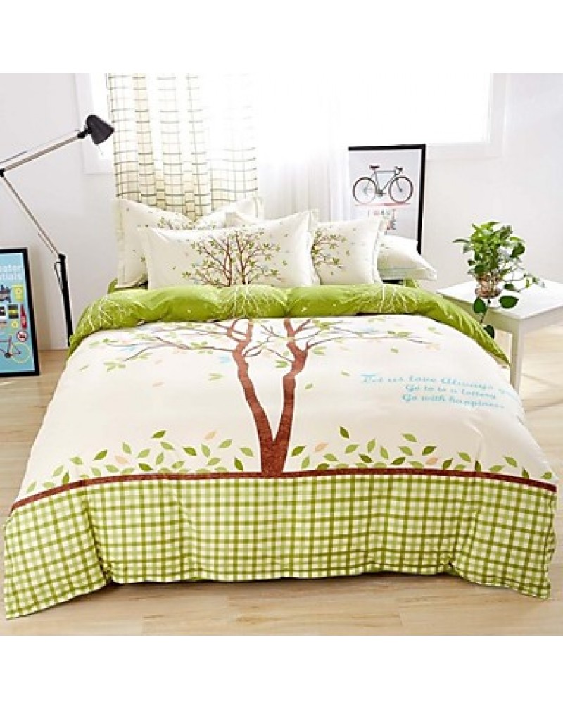 Bedding Sets 4pcs Queen Size Girls Love Trees Green Bed