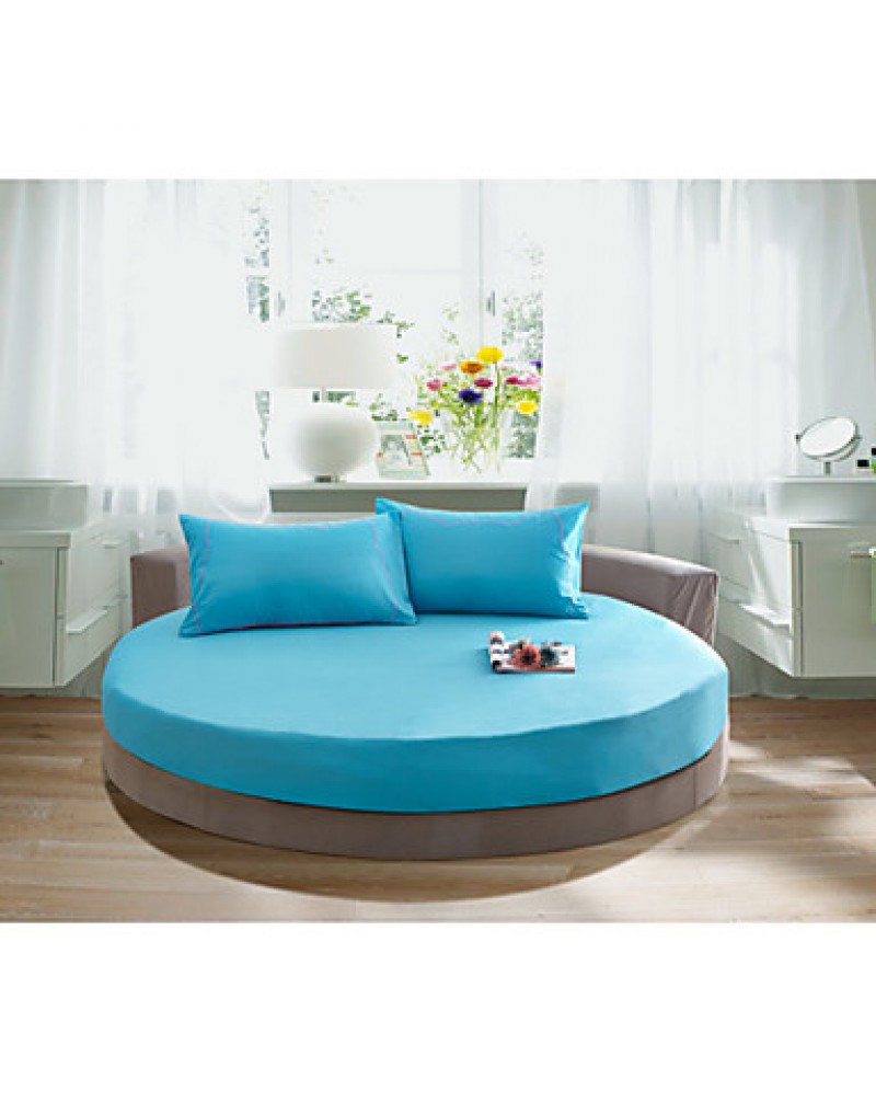 Round Bedsheet Diameter 2m or 2.2meter +2Pcs Pillowcases 100 Cotton Mattress Cover/Case