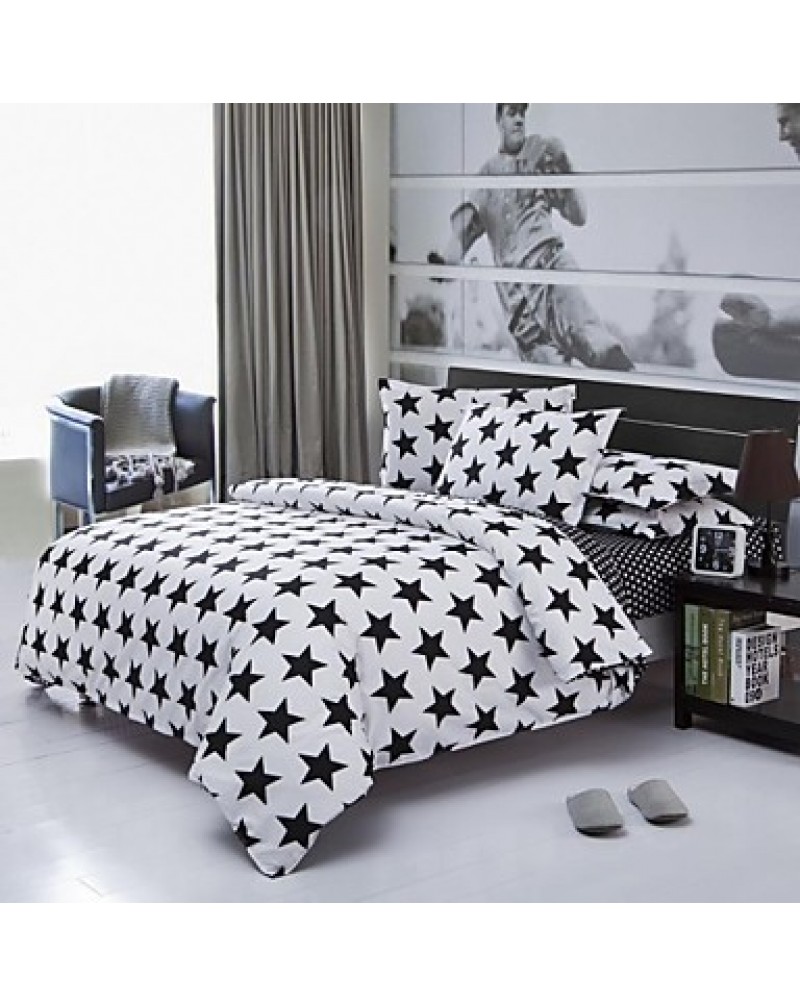 Factory Direct Starry Bedlinen White And Black Printed Comforters Plain Cotton Bedding Set Twin Queen King Wholesale