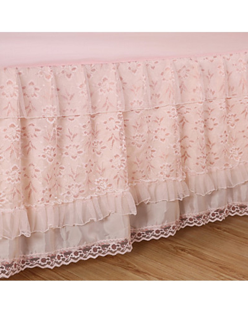 Princess Lace Bedspread Bed Skirt Mattress Dust Protection Cover Bedding Set