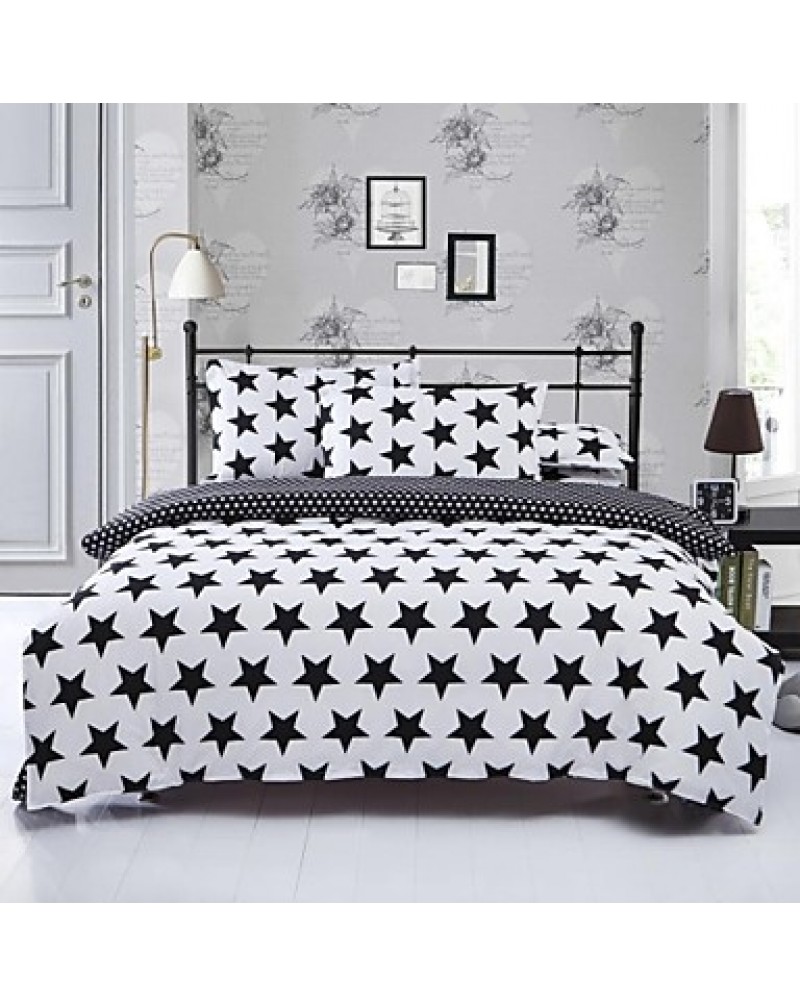 Factory Direct Starry Bedlinen White And Black Printed Comforters Plain Cotton Bedding Set Twin Queen King Wholesale