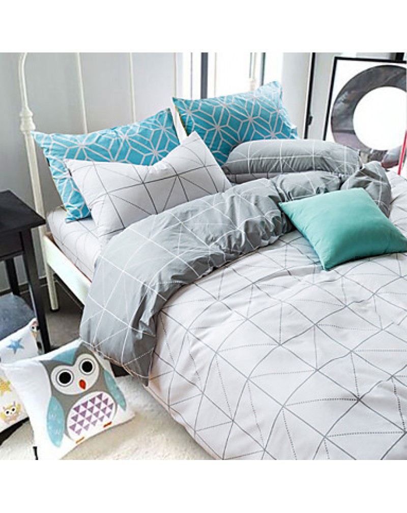 Reactive Printing 4pcs Bedding Fresh Set Bedsheet Duvet Cover Pillowcase Home Textile Bed Clothes