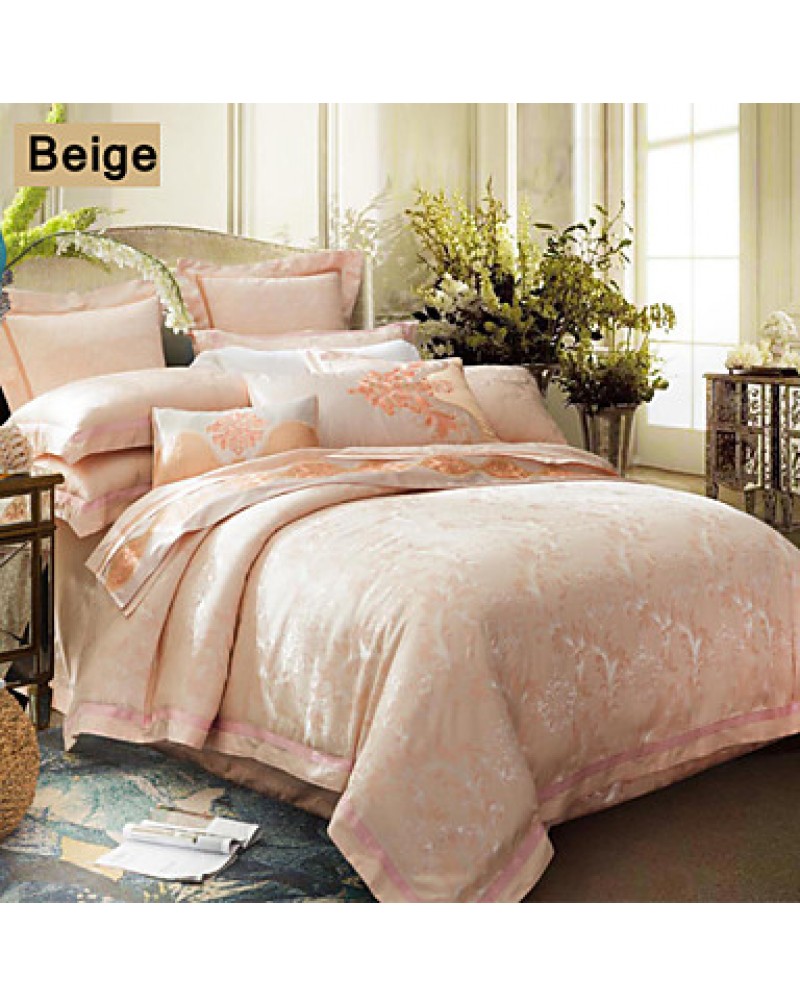 Floral Silk/Cotton Blend 4 Piece Duvet Cover Sets