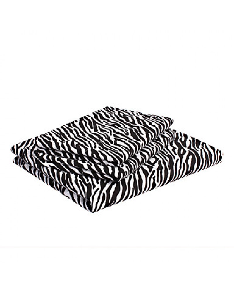 Sheet Set,4-Piece Microfiber Black Zebra Stripes with 12" Pocket Depth