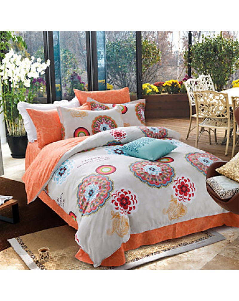 Good fabric 100% Cotton Bedclothes 4pcs Bedding Set Queen Size Duvet Cover Set