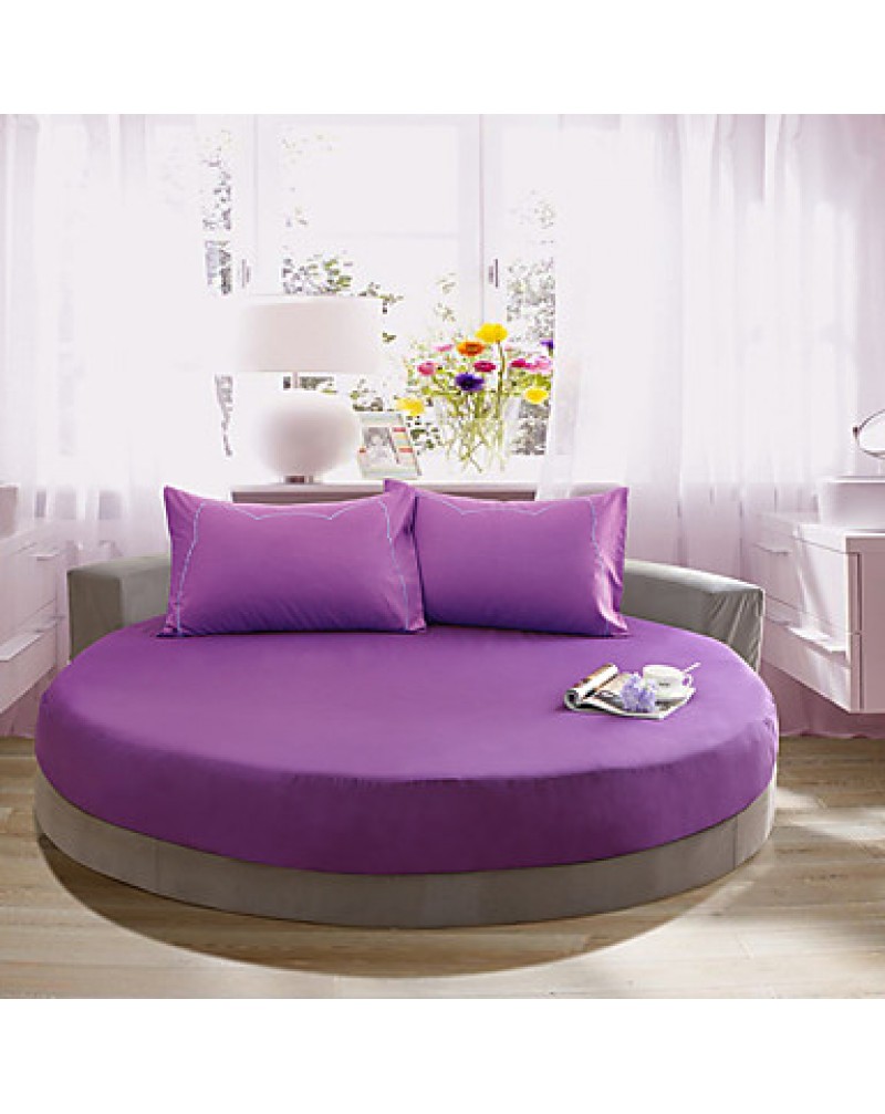 Round Bedsheet Diameter 2m or 2.2meter +2Pcs Pillowcases 100 Cotton Mattress Cover/Case